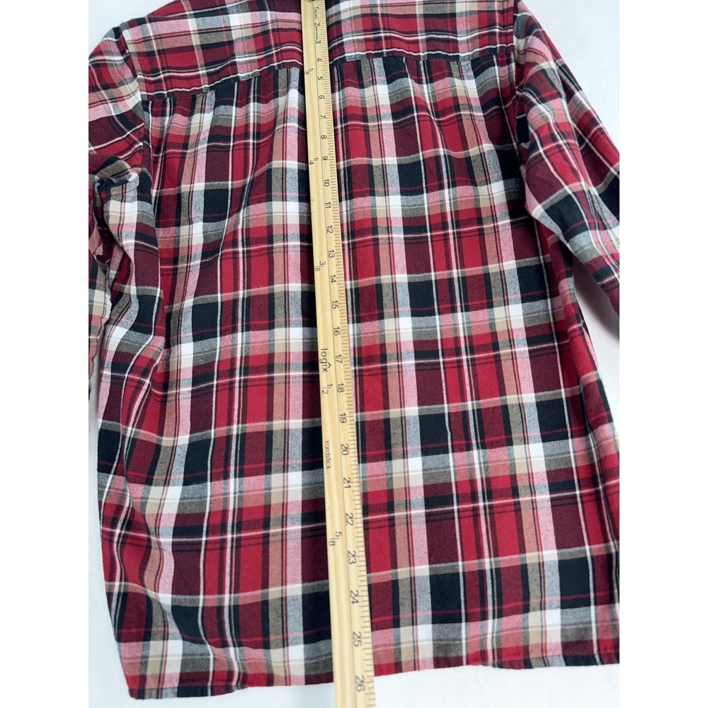 Slate & Stone Shirt Mens Small Red Plaid Flannel‎ Band Collar Long Sleeve Casual - Picture 6 of 6
